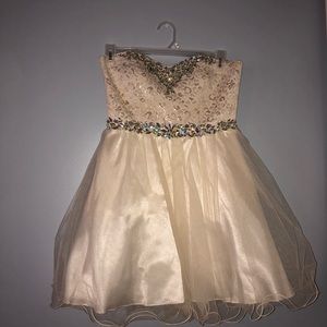 Masquerade Cream Fit & Flare Homecoming Dress